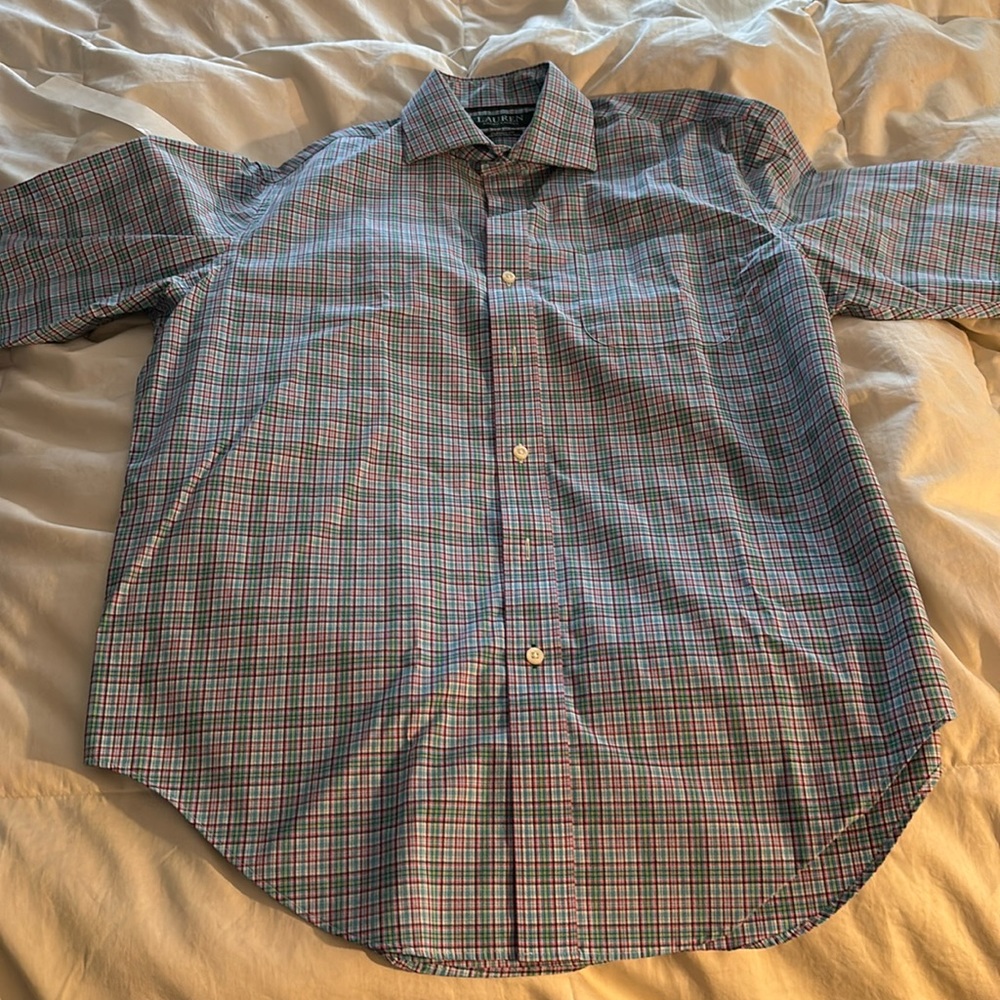 Ralph Lauren, classic fit stretch non-iron plaid polo shirt, long sleeve